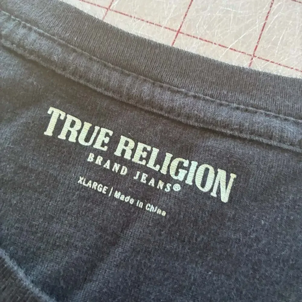 True Religion Multi-Logo Collage Graphic Black T-Shirt